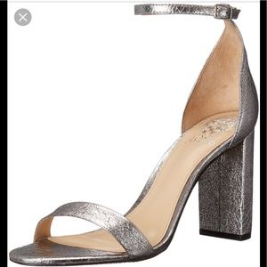Vince Camuto block heel silver sandals 8.5